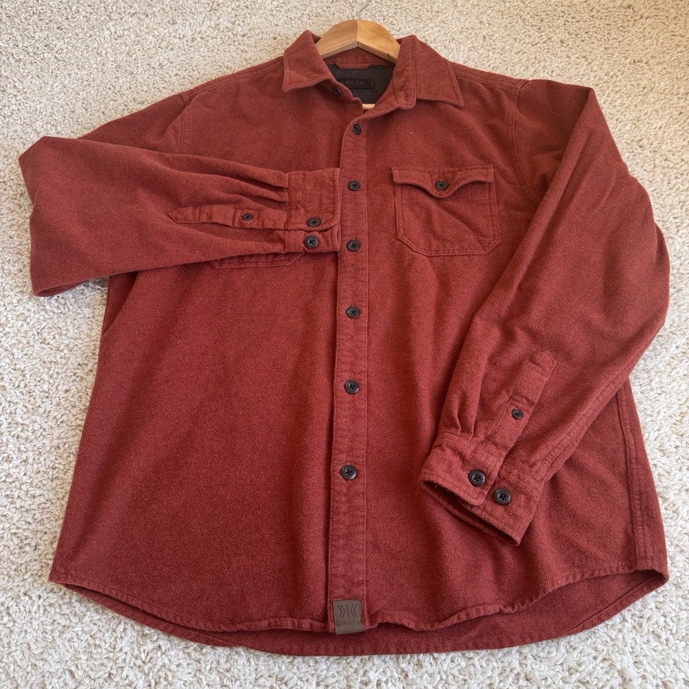 Dakota Grizzly Flannel Shirt Mens Large Rust Orange Excellent Heavyweight Cotton